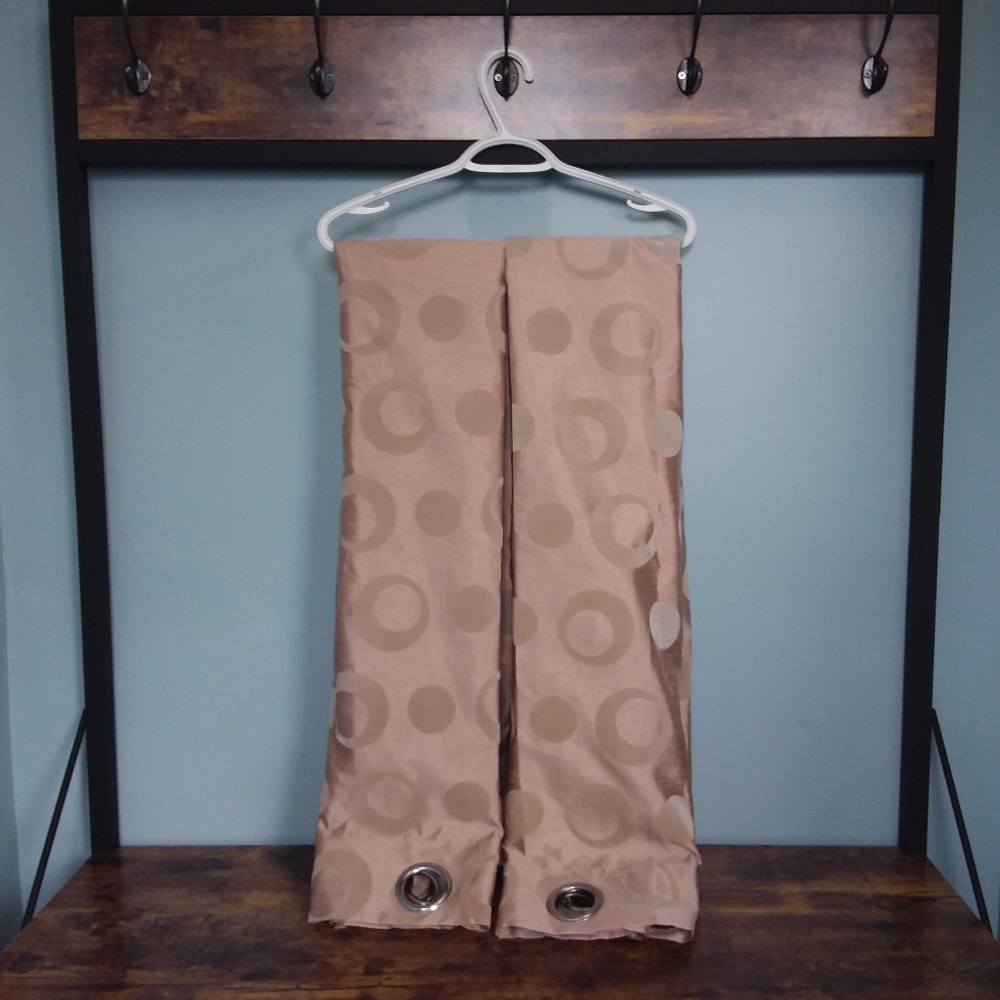 SOLD Gold Grommet Curtains with Suede Details